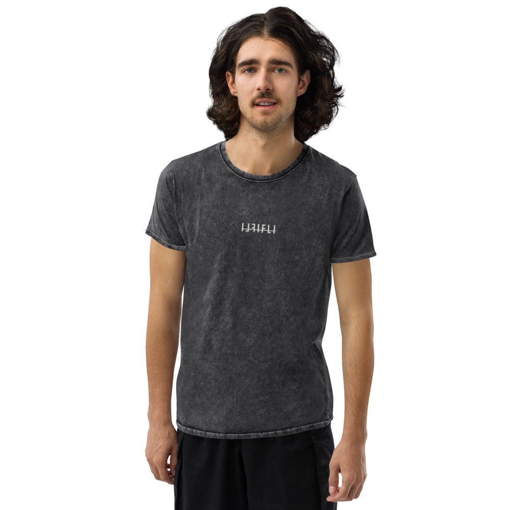 Geborduurde Denim T-Shirt - Mirror