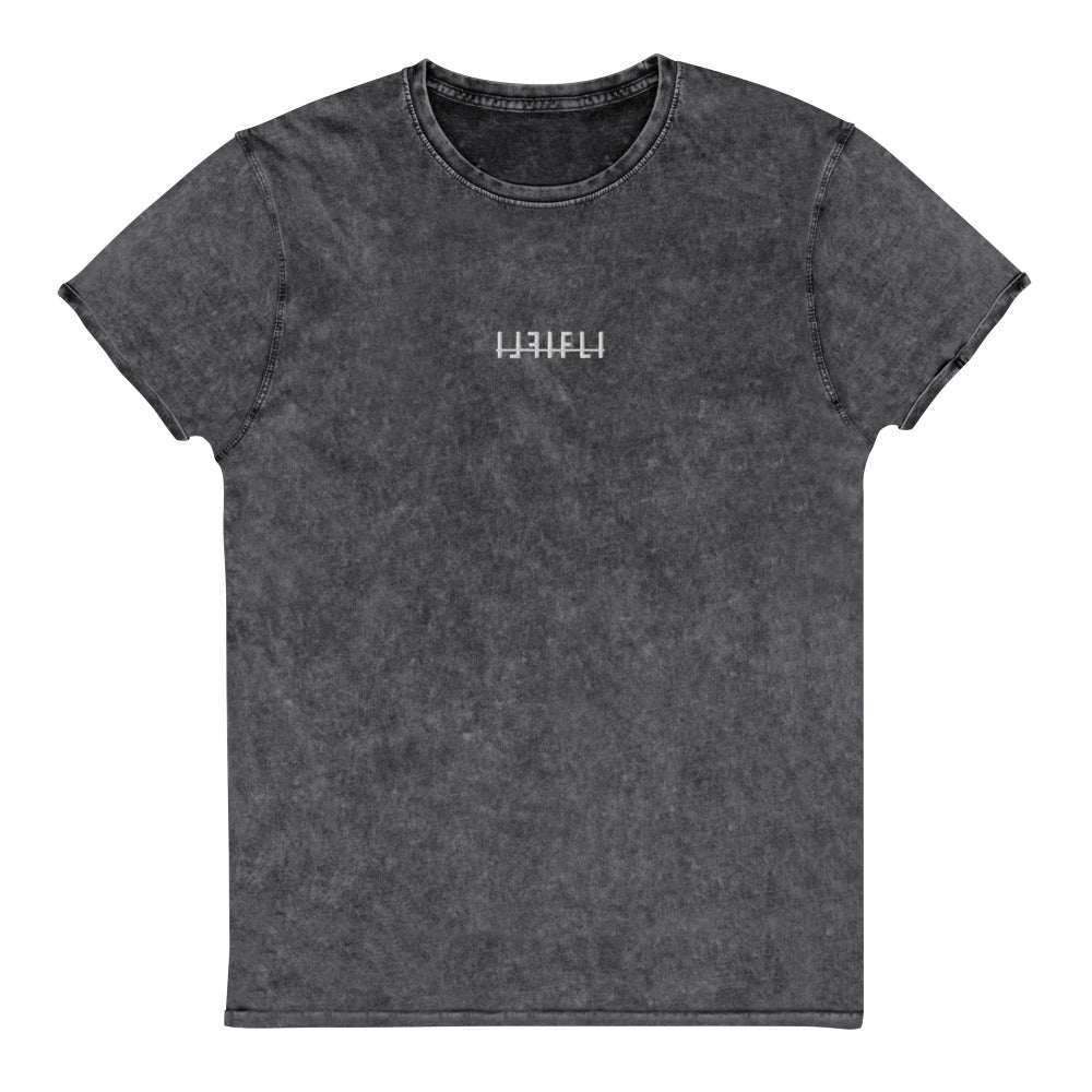 Geborduurde Denim T-Shirt - Mirror