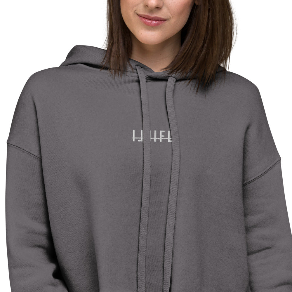 Geborduurde Crop Hoodie - Mirror